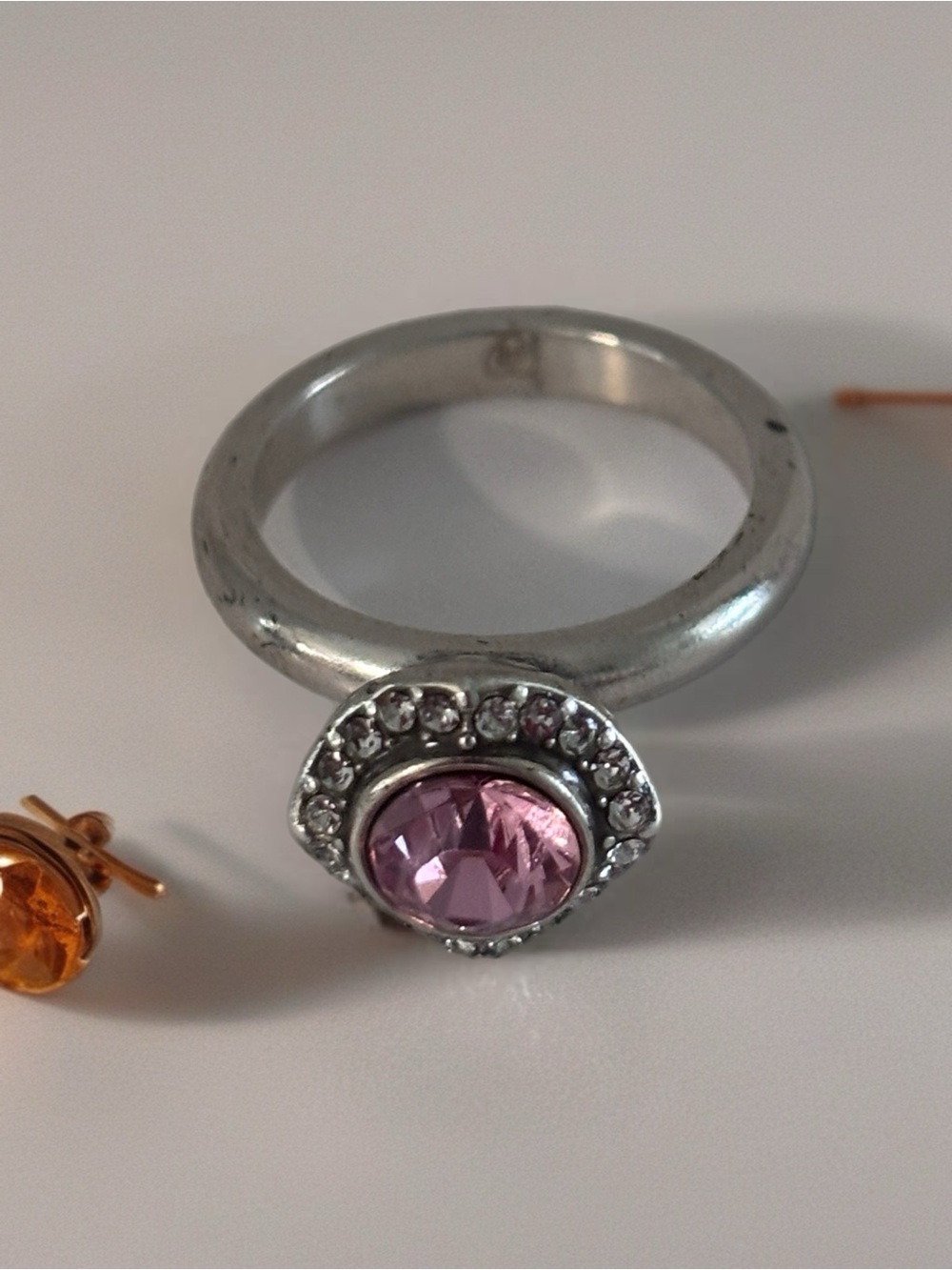 Brighton Romantica Stack Ring: Size: 7 silver Pink Stackable or wear alone